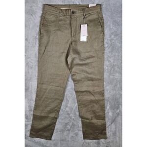 NWT MANGO MNG SLIM FIT OYSTER 100% LINEN GREEN PANTS MENS 31x31 Trouser